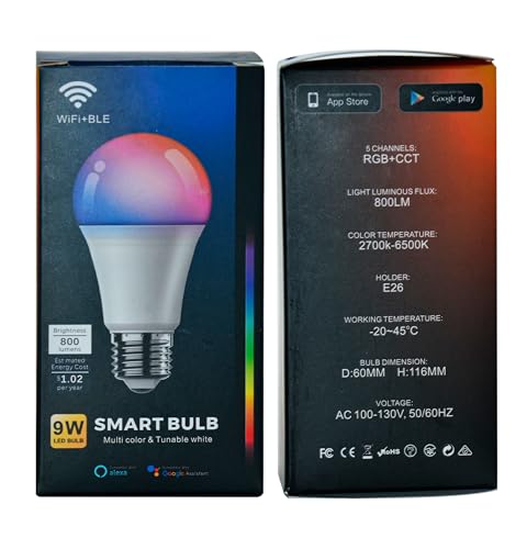 cozoo Bluetooth/WiFi RGB Bedside Table Lamp with 3 USB Ports & 2 Outlets, Dimmable LED Light for Home/Bedroom/Living Room