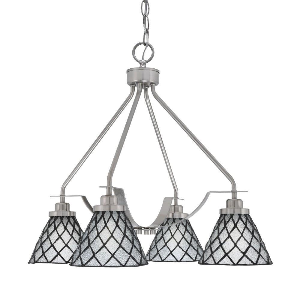 Toltec Lighting 2604-Bn-9185 Odyssey - 3 Light Downlight Chandelier-21.25 Inches Tall And 20.25 Inches Wide, Finish Color: Brushed Nickel, Glass Color: Diamond Ice Art