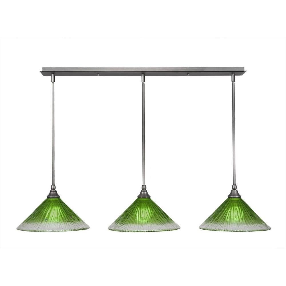 Toltec Lighting 3 Light Linear Pendalier In Brushed Nickel (36-Bn-447)