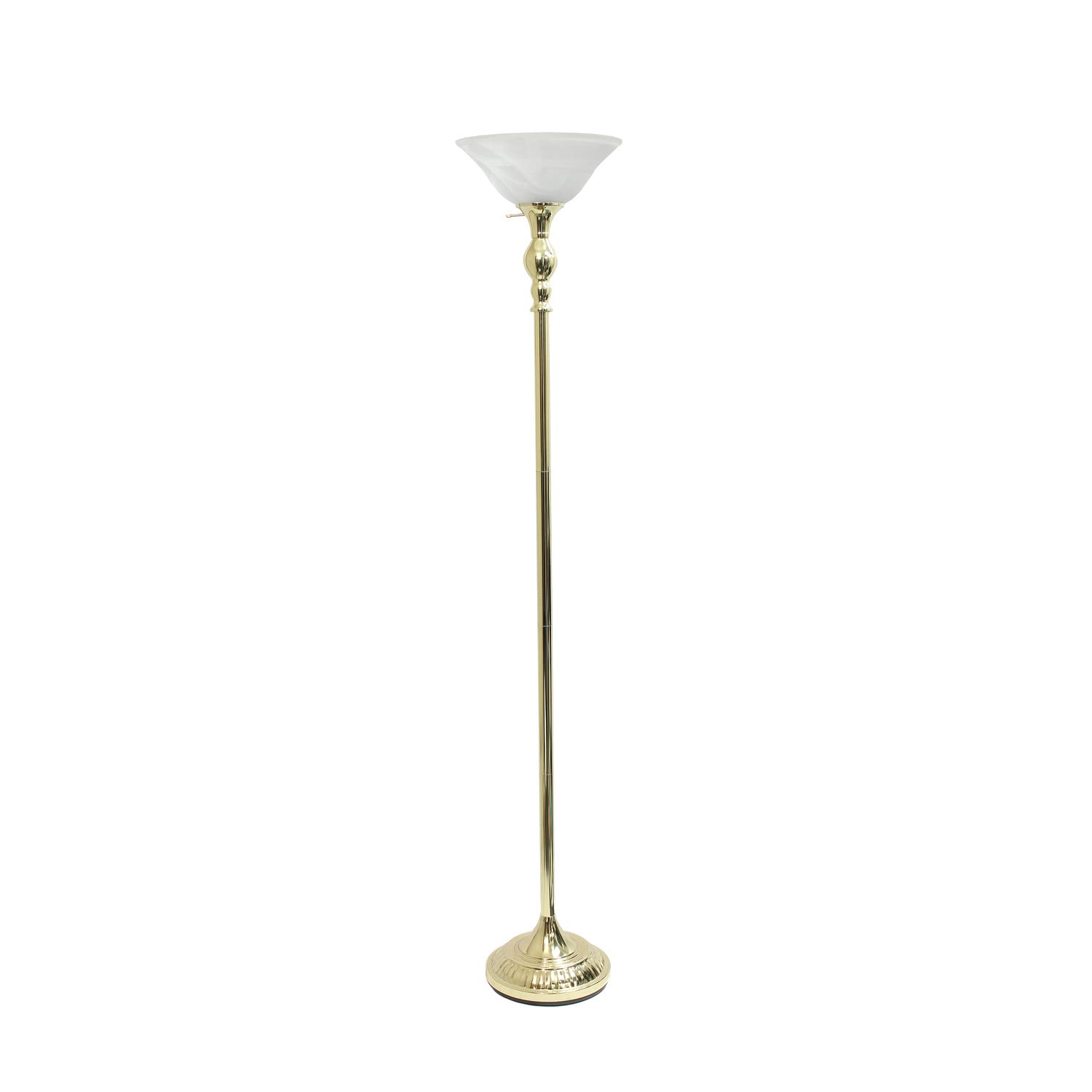 Lalia Home Classic 1 Light Torchiere Floor Lamp With Marbleized Glass Shade, Gold