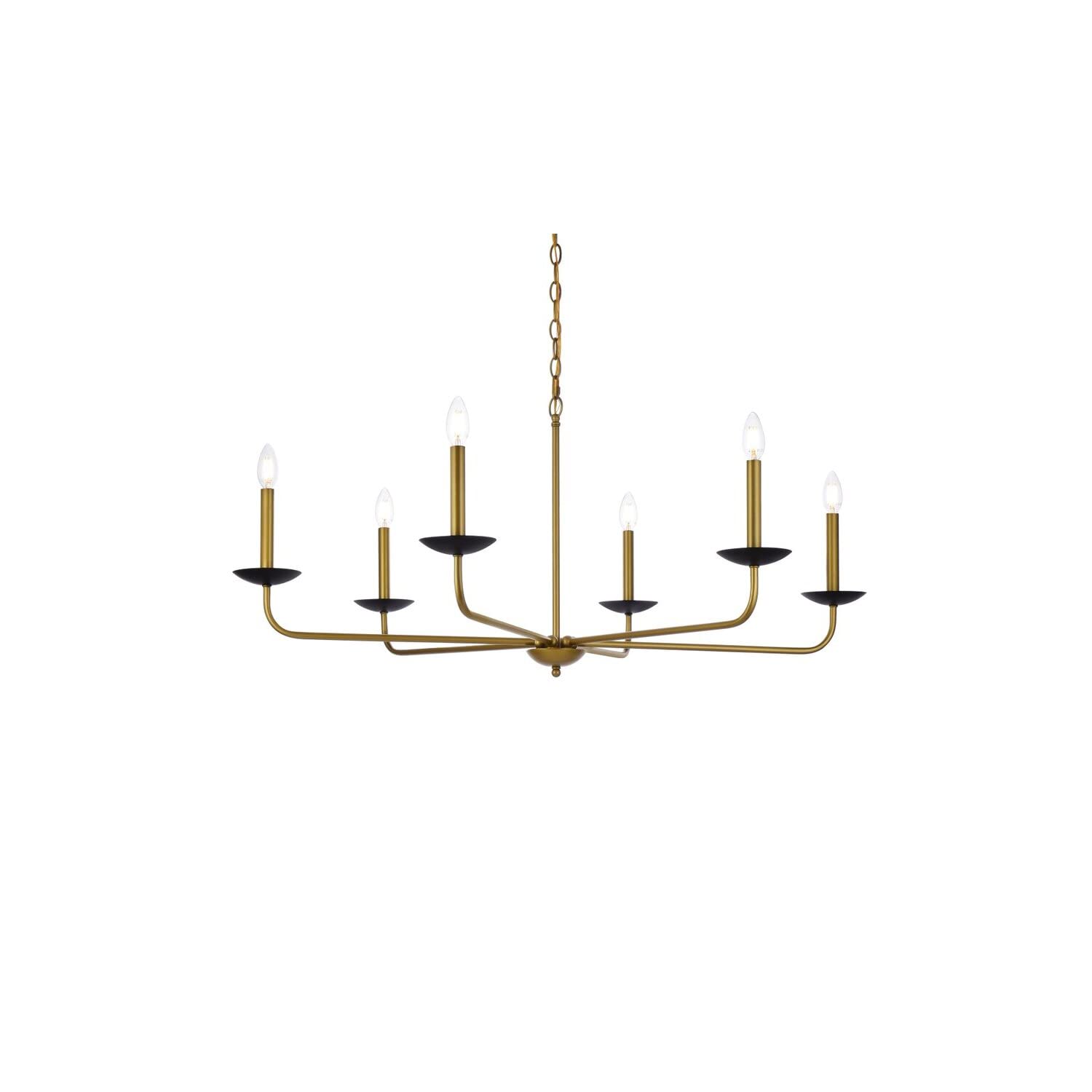 Living District Cohen 6-Light Mid-Century Metal Pendant in Black and Brass
