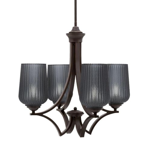 Toltec Lighting 564-Dg-4252 Zilo - 4 Light Uplight Chandelier-19.75 Inches Tall And 20.25 Inches Wide, Finish Color: Dark Granite, Glass Color: Smoke Textured