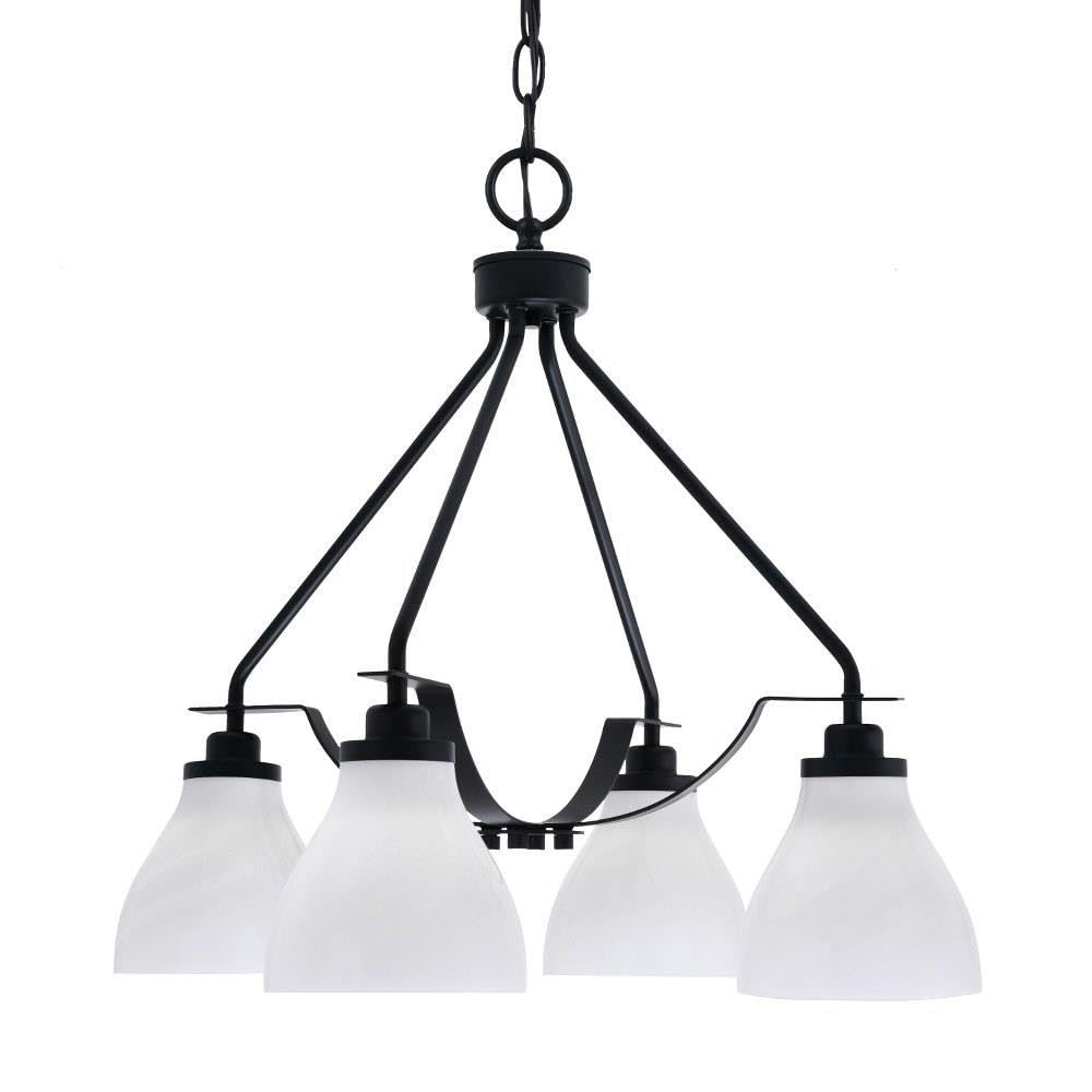 Toltec Lighting 2604-Mb-4761 Odyssey - 3 Light Downlight Chandelier-22.25 Inches Tall And 18 Inches Wide, Finish Color: Matte Black, Glass Color: White Marble
