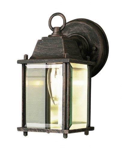 TRANS GLOBE Traditional Outdoor Wall Lantern, Glass, Model 40455 BK, Black