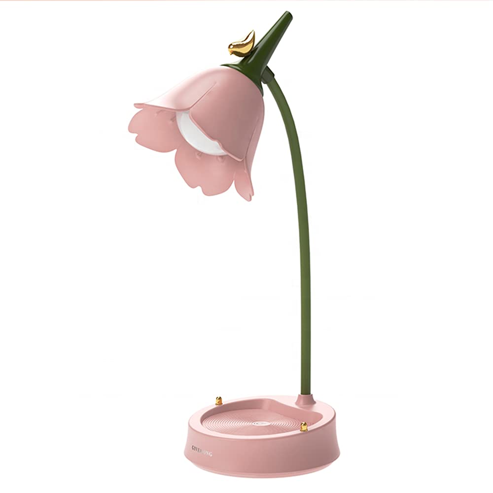 magical JD LED Desk Lamp - Cordless, Adjustable Gooseneck, Dimmable, Touch Control, Rechargeable, Pink