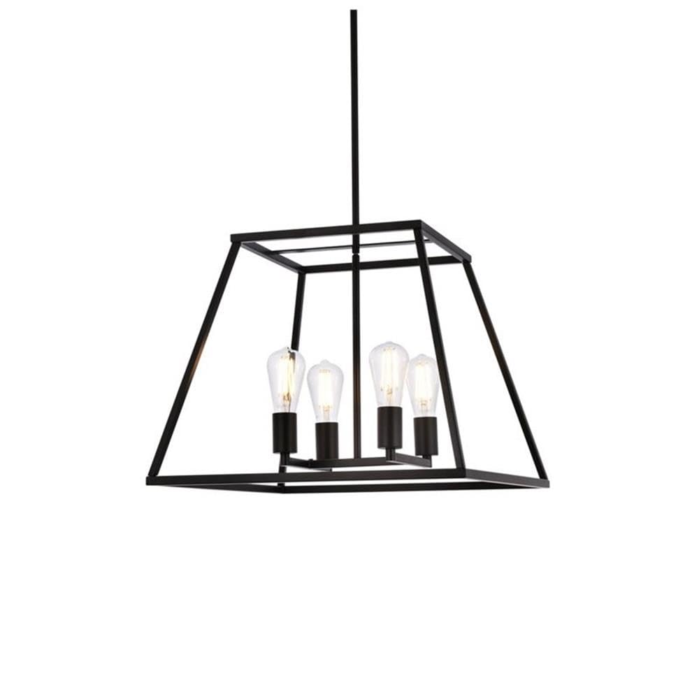 Living District Declan 4-Light Farmhouse Metal Pendant in Black Finish