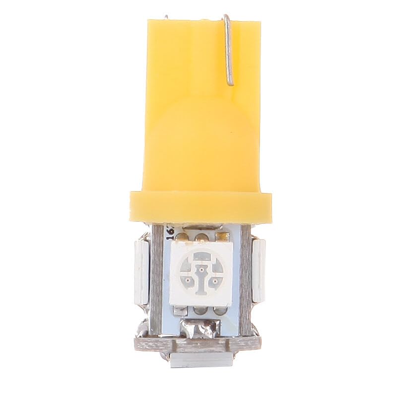 Cciyu (10) T10 5-5050-Smd Pc194 Led Bulb Instrument Panel Cluster Dash Light Twist Lock Socket (Yellow)