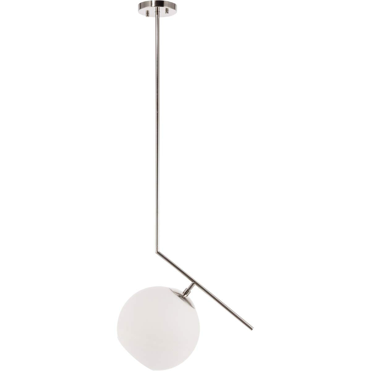 Living District Chrome Ceiling Pendant Light With Frosted White Glass Shade