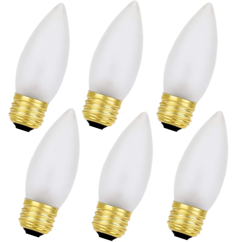Dxmkop 40 Watt Incandescent Light Bulbs,Frosted Flame Tip Chandelier Light Bulb, Medium E26 Candelabra Base 40W Equivalent Incan