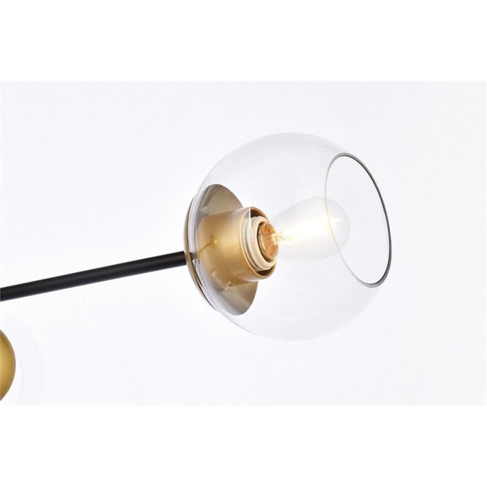 Living District Briggs 3-Light Metal Pendant w/Clear Shade in Black and Brass