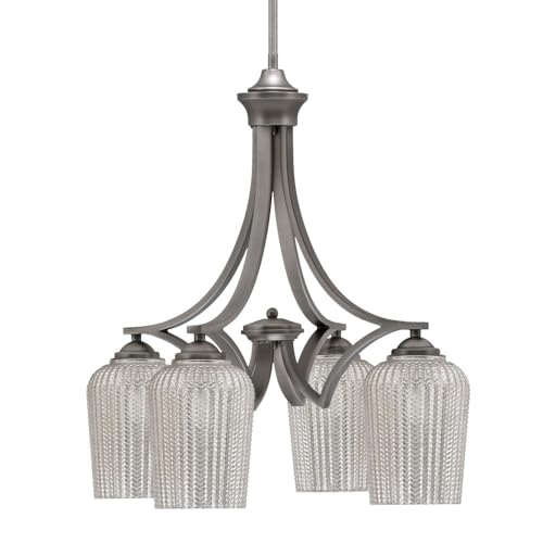 Toltec Lighting 568-Gp-4253 Zilo - 4 Light Downlight Chandelier-22 Inches Tall And 20 Inches Wide, Finish Color: Graphite, Glass Color: Silver Textured