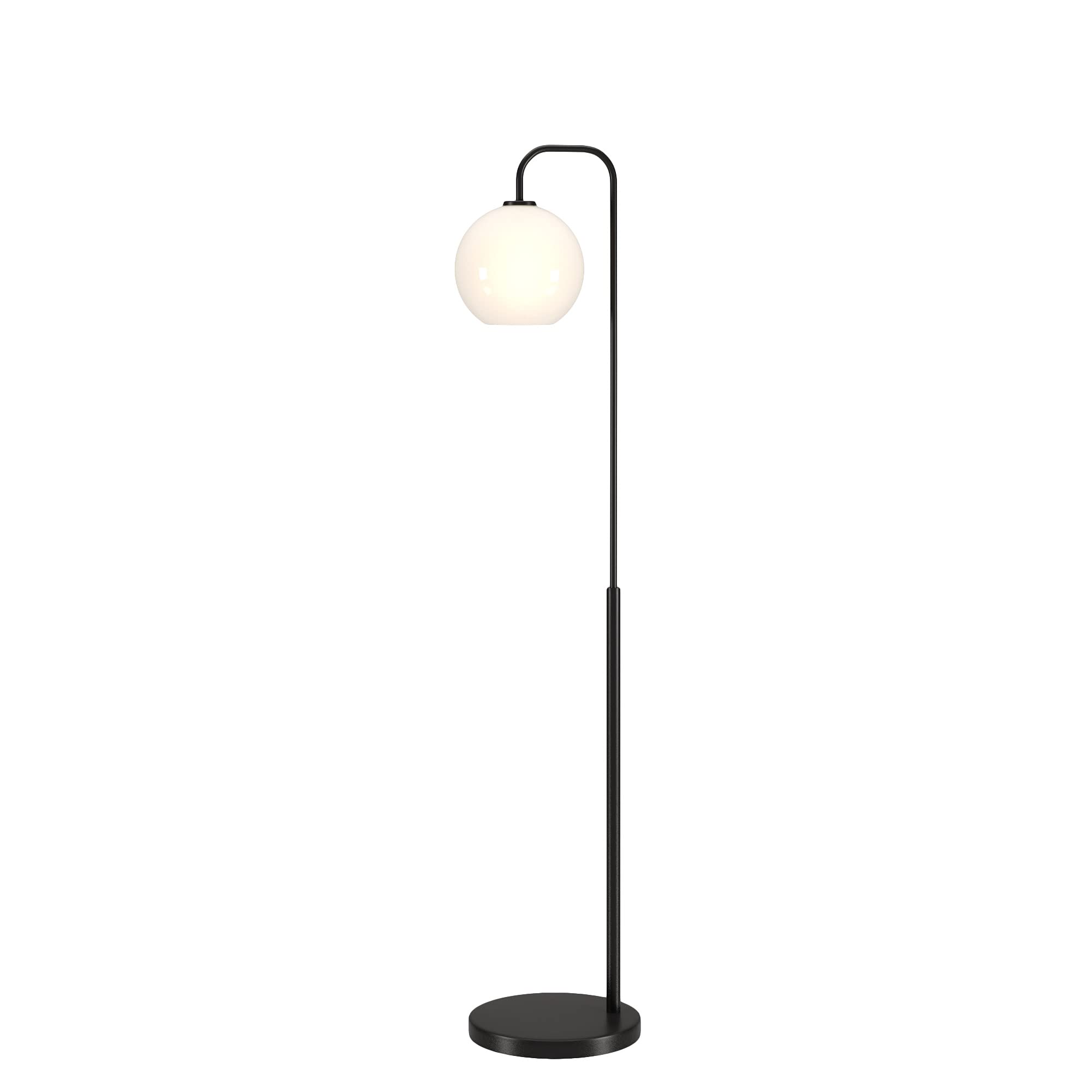 Harrison Arc Floor Lamp With Glass Shade In Blackened Bronze/White Milk