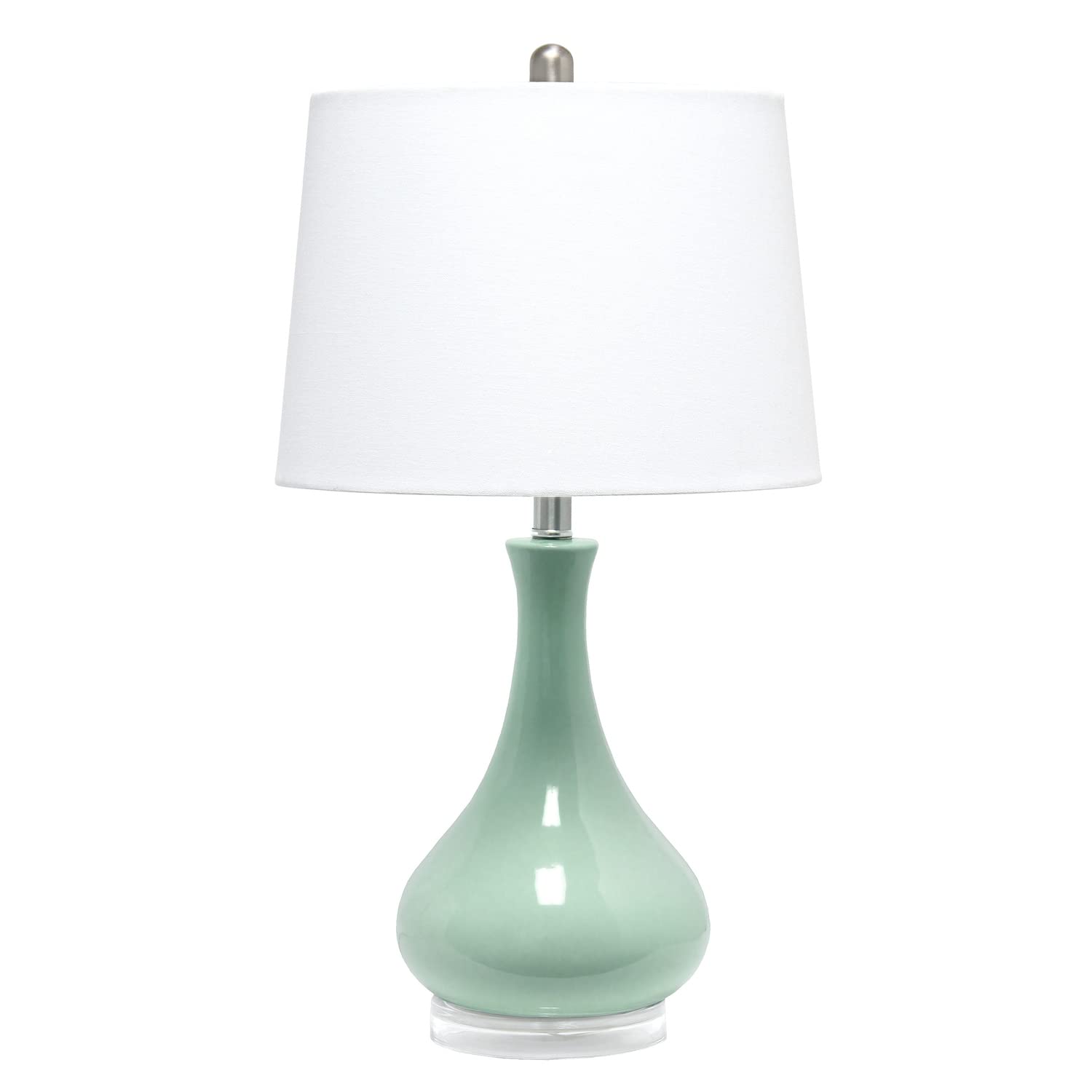 Elegant Designs LT3312-AQU Ceramic Table Lamp, Glossy Tear Drop Shape, 14inL x 14inW x 26.25inH, Aqua