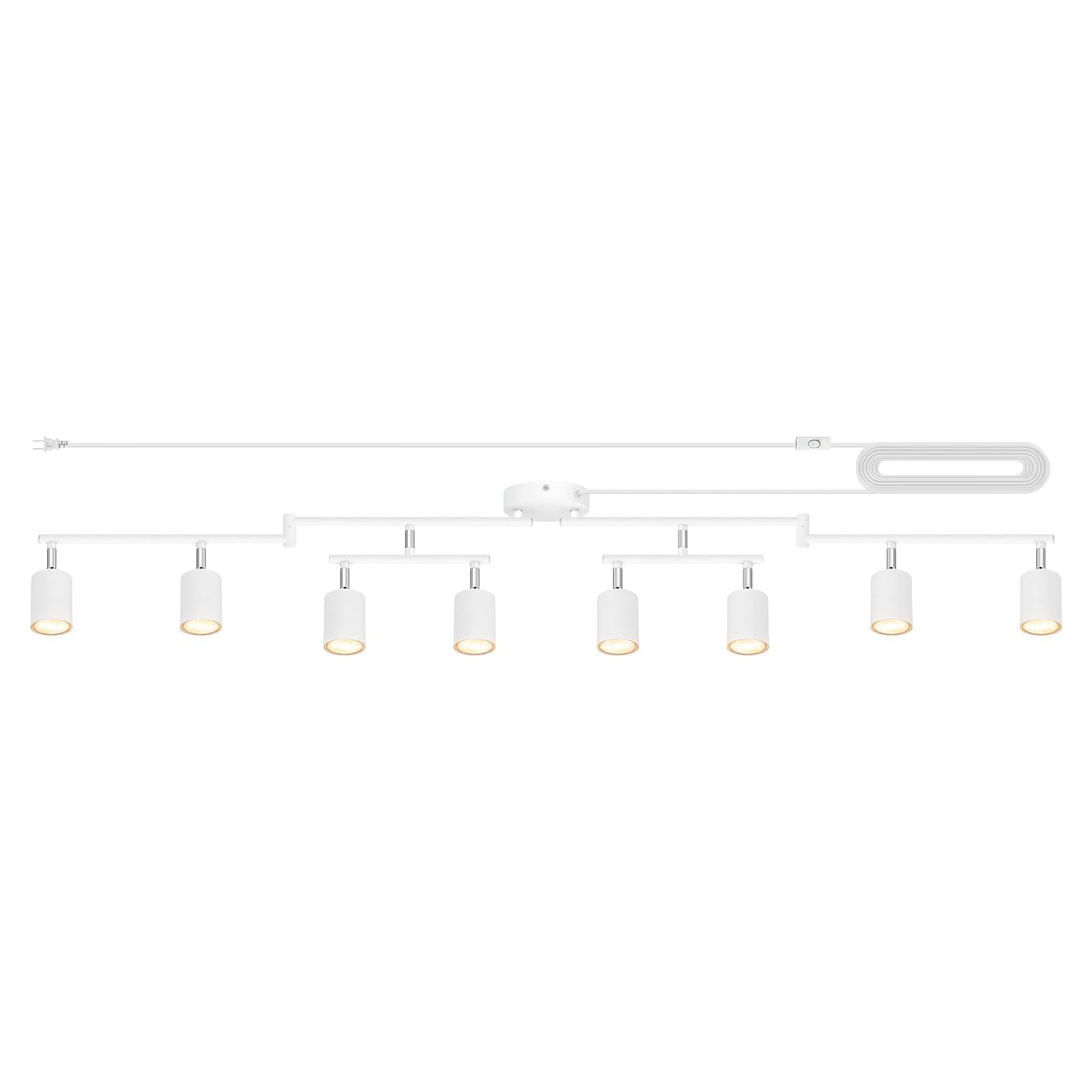 Track Lighting Plug In  Led Track Lighting Fixtures Ceiling Kit  White 8-Light Ceiling Light Plug-In  Wall Light With 15Ft Power Cord  Rotatable Kitchen Spotlight For Bedroom(Gu10 Socket  No Bulb)
