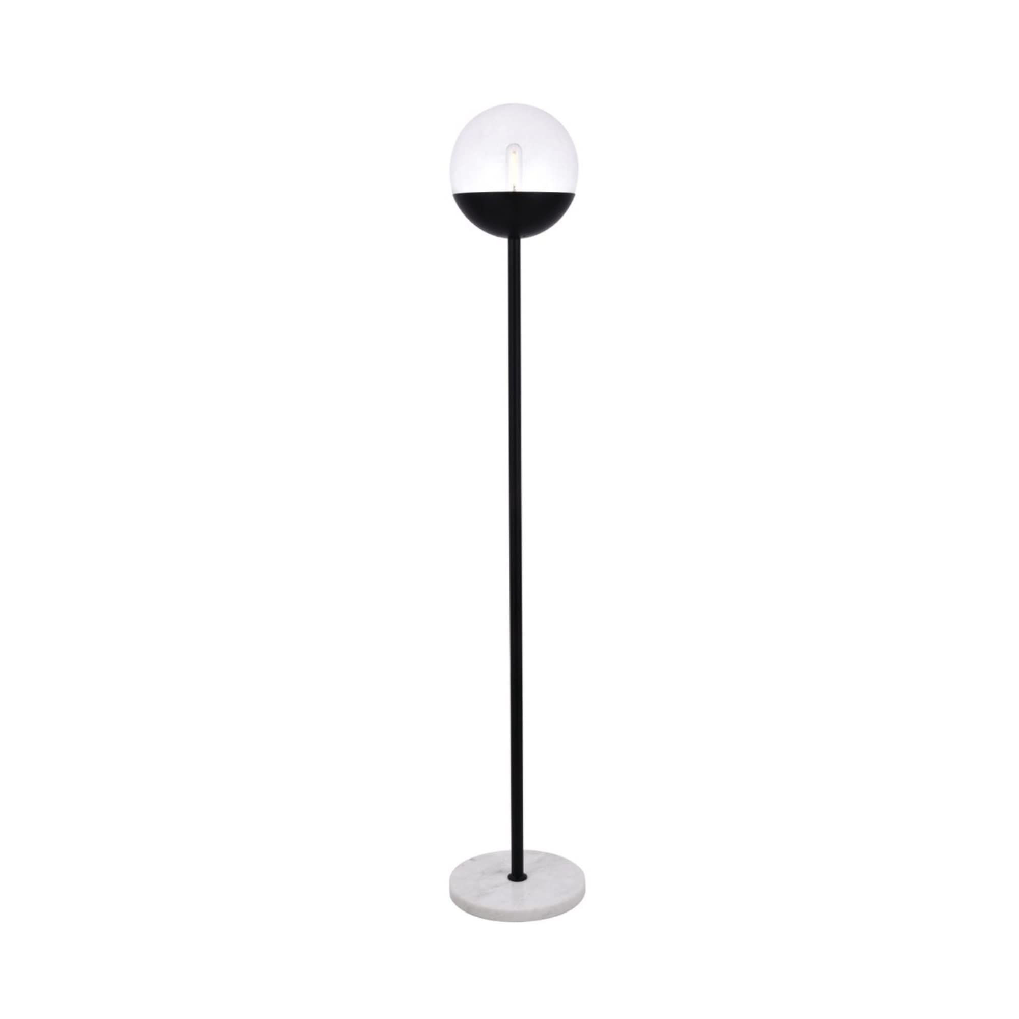 Living District Indoor Modern Home Decor Bright Eclipse 1 Light Black Floor Lamp with Clear Glass