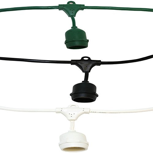 American Lighting Ls-Ms-24-100-Bk Commercial Grade Light String With 50-Sockets, Medium Base Suspended, 100-Feet, Black