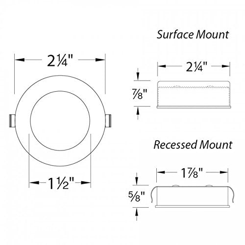 WAC Lighting HR-LED87-27-WT Round LED Button Light, 2700K Soft White, Alloy Steel, White