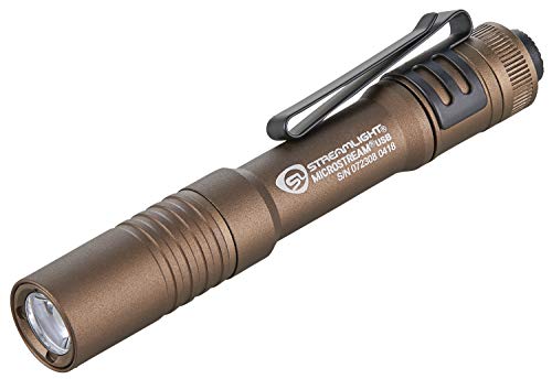 Streamlight 66608 Microstream 250-Lumen Edc Ultra-Compact Flashlight With Usb Rechargeable Battery, Clear Retail Packaging, Coyote
