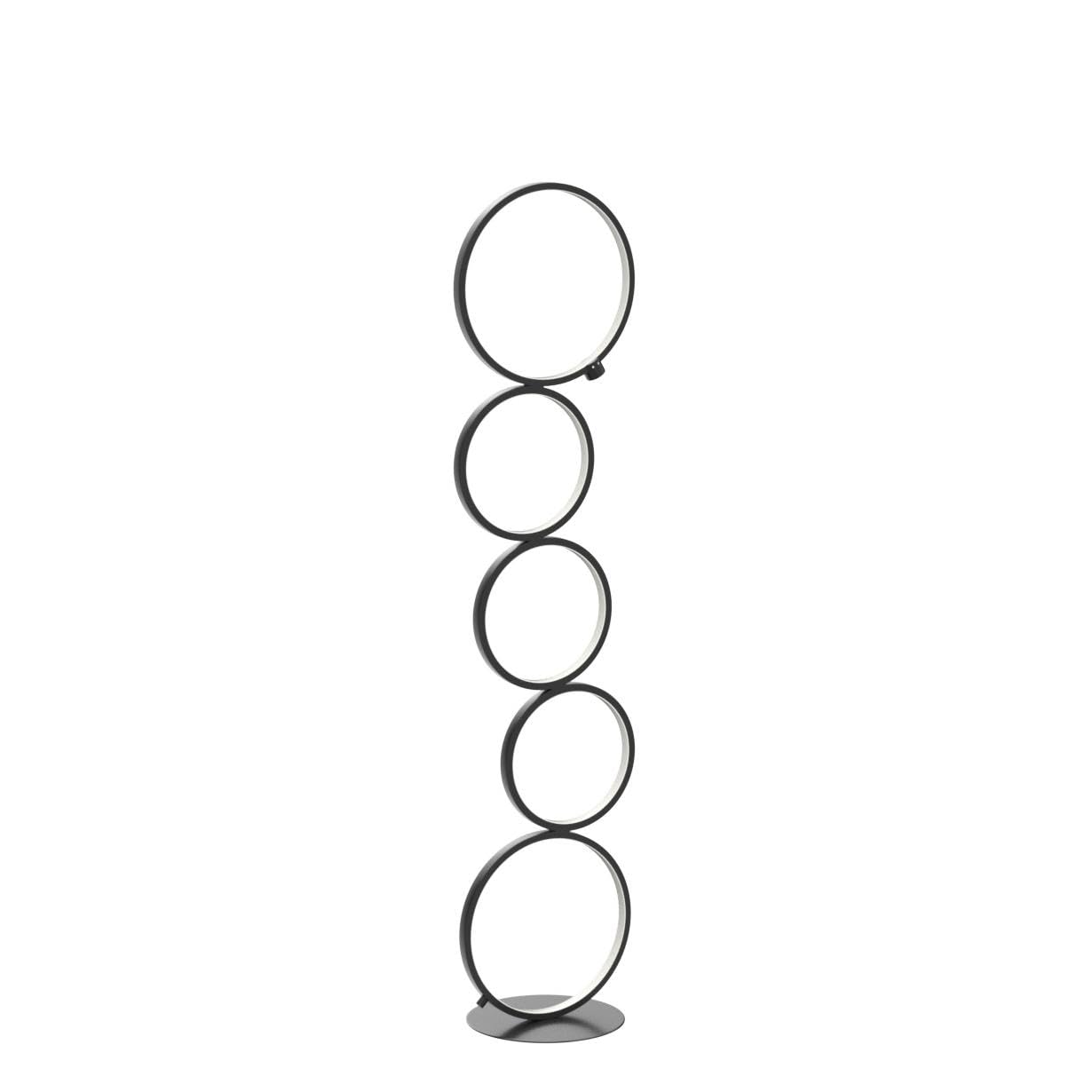 Nur 43.3'' Modern Floor Lamp, Ring Standing Lamp, Dimmable, Metallic Feel, Artistic Trendy Design, Energy-Saving, Touch Switch,