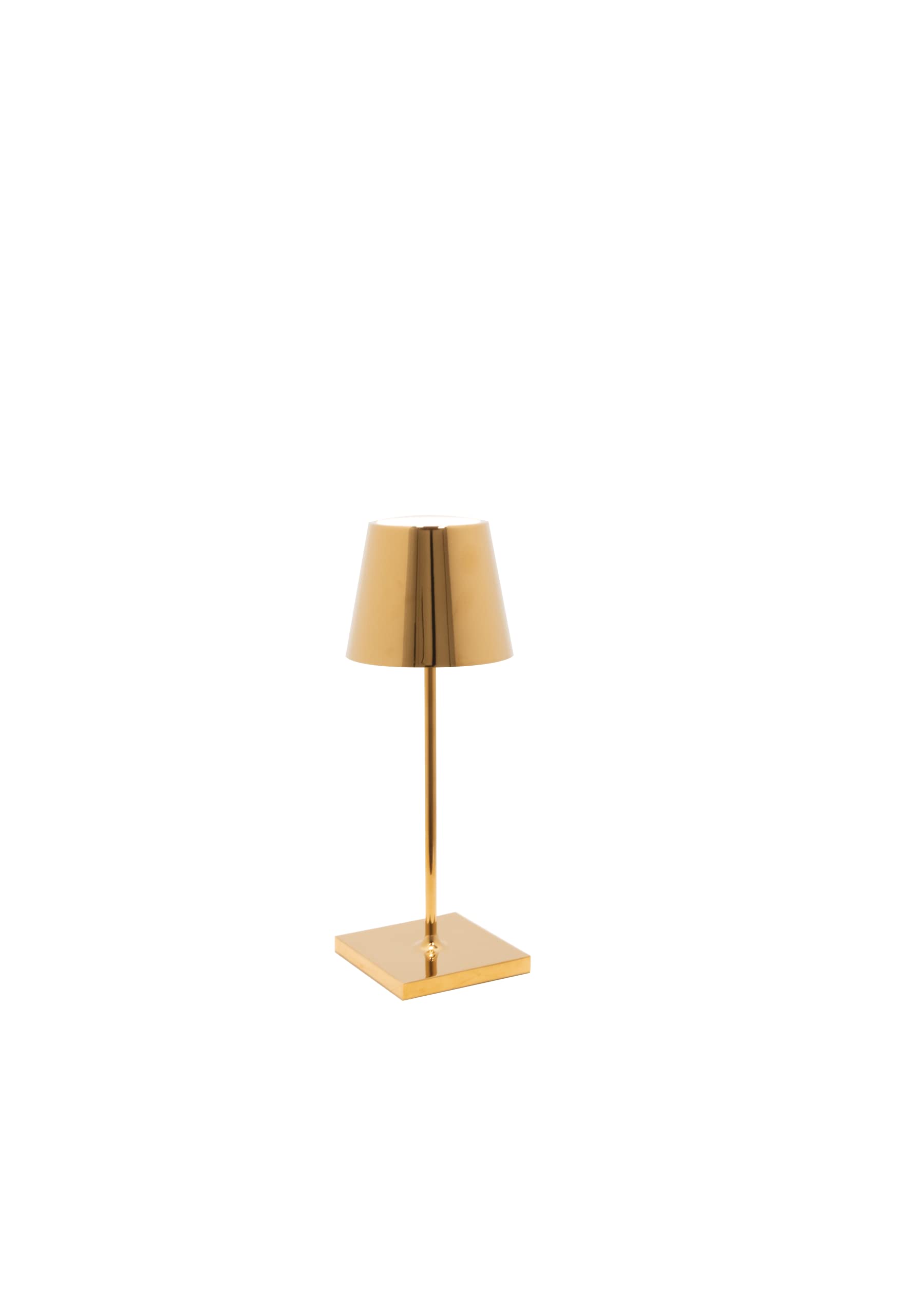 Zafferano, Poldina Pro Mini Lamp With Glossy Gold Finish, Rechargeable Cordless Table Lamp With Touch Controls, Usable As An Ind