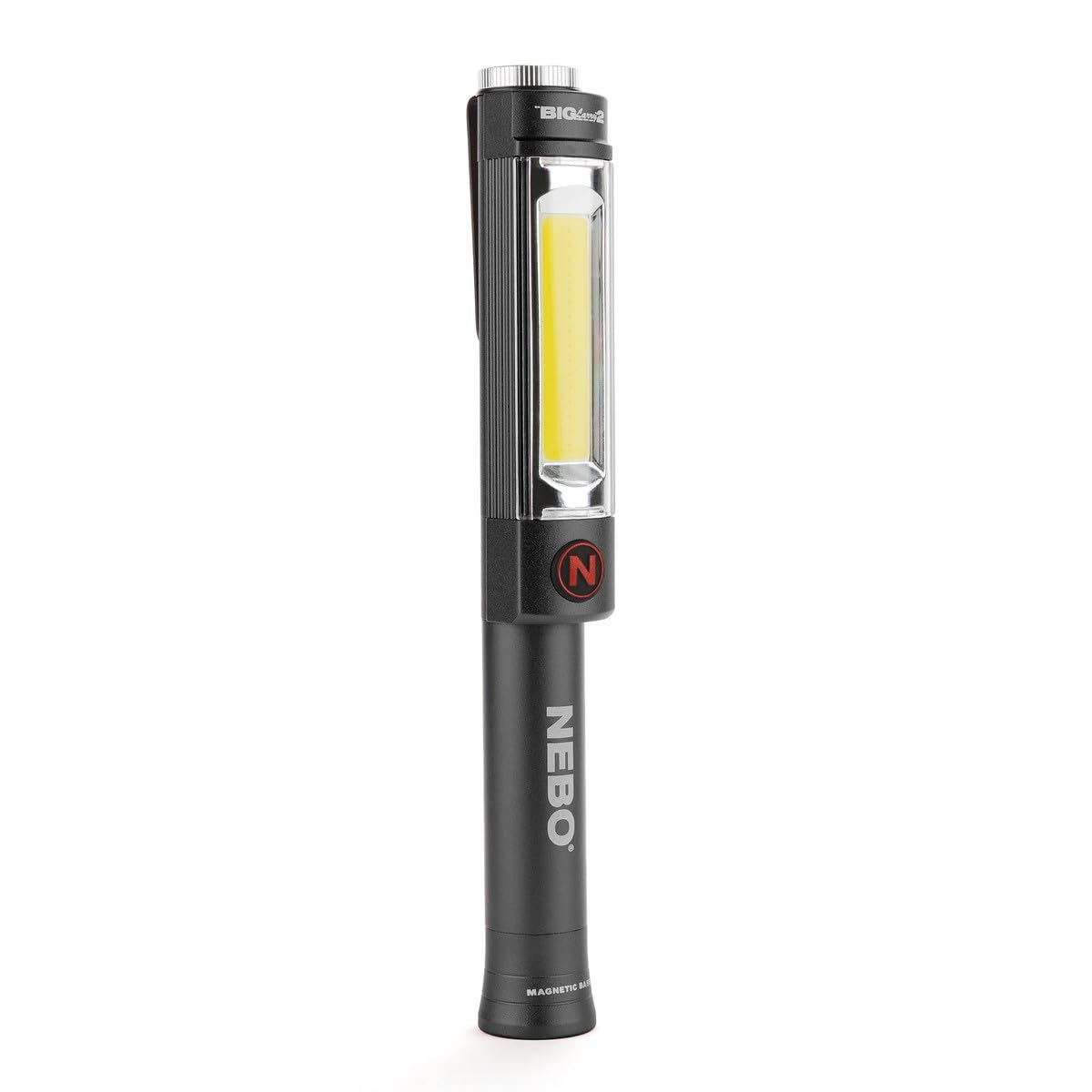 NEBO BIG LARRY 2 Power Work Light - Gray Aluminum Flashlight with Clip & Magnetic Base - Model NEB-WLT-0001