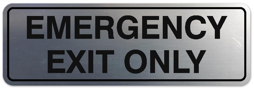Signs ByLITA Standard Emergency Exit Only Sign - Easy Installation | Durable Wall or Door Sign (Brushed Silver) - Large