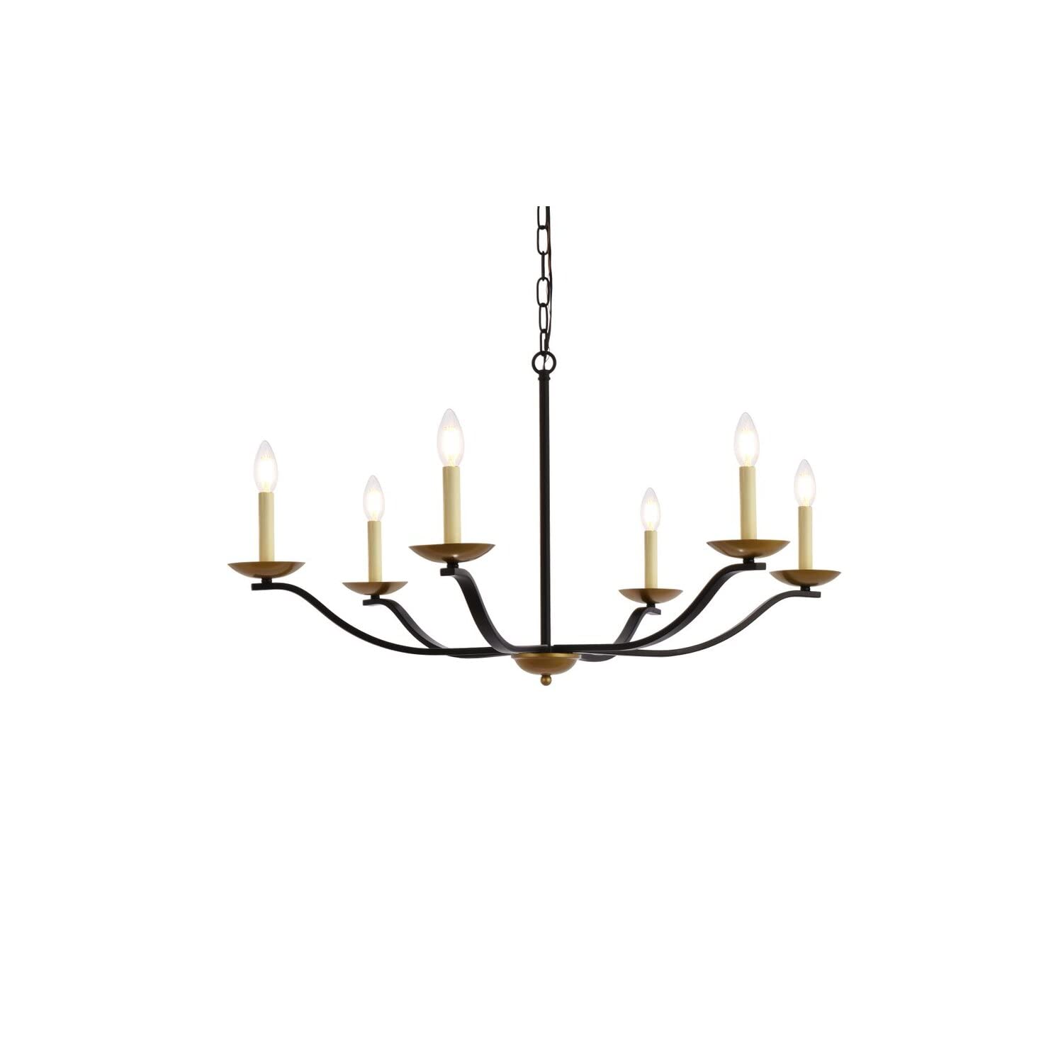 Elegant Lighting Living District Trey 6-Light Mid-Century Metal Pendant in Black/Brass