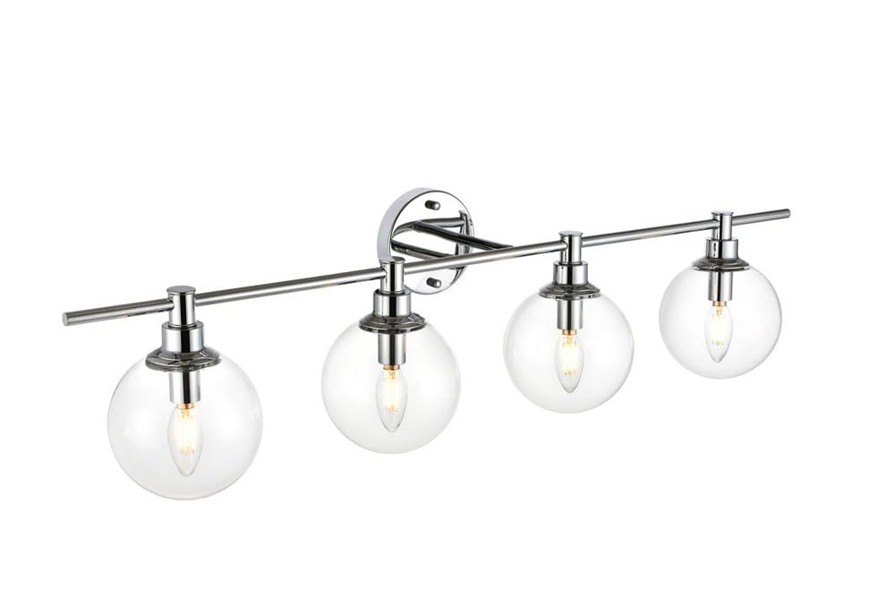 Living District Jaelynn 4-Light Iron & Glass Bath Sconce in Black/Clear
