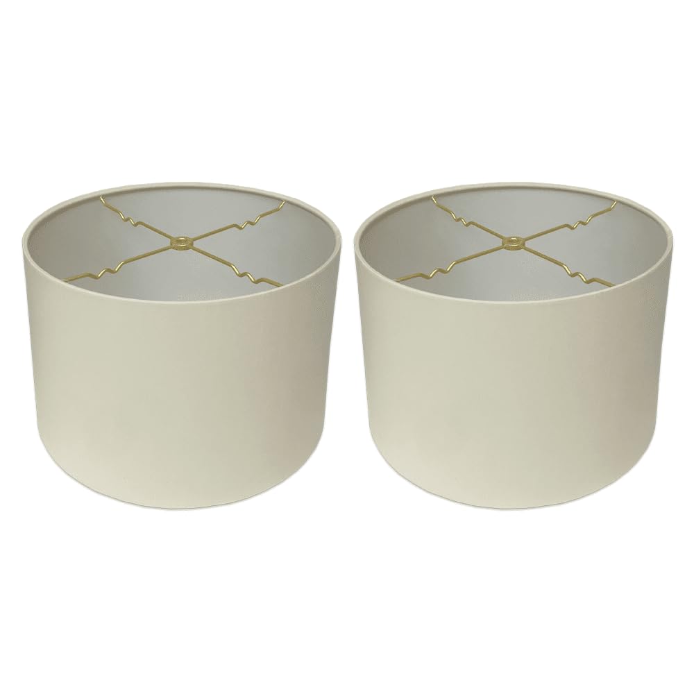 Royal Designs, Inc. Shallow Drum Lamp Shade HB-610-10EG-2, 9x10x7, Eggshell, 2 Pack, Wood/Cast Iron/Metal/Silk