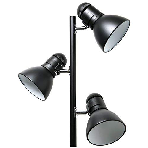 Boston Harbor 3-Light Adjustable Tree Lamp, Black Metal, 60W A19, Model TL-TREE-134-BK-3L