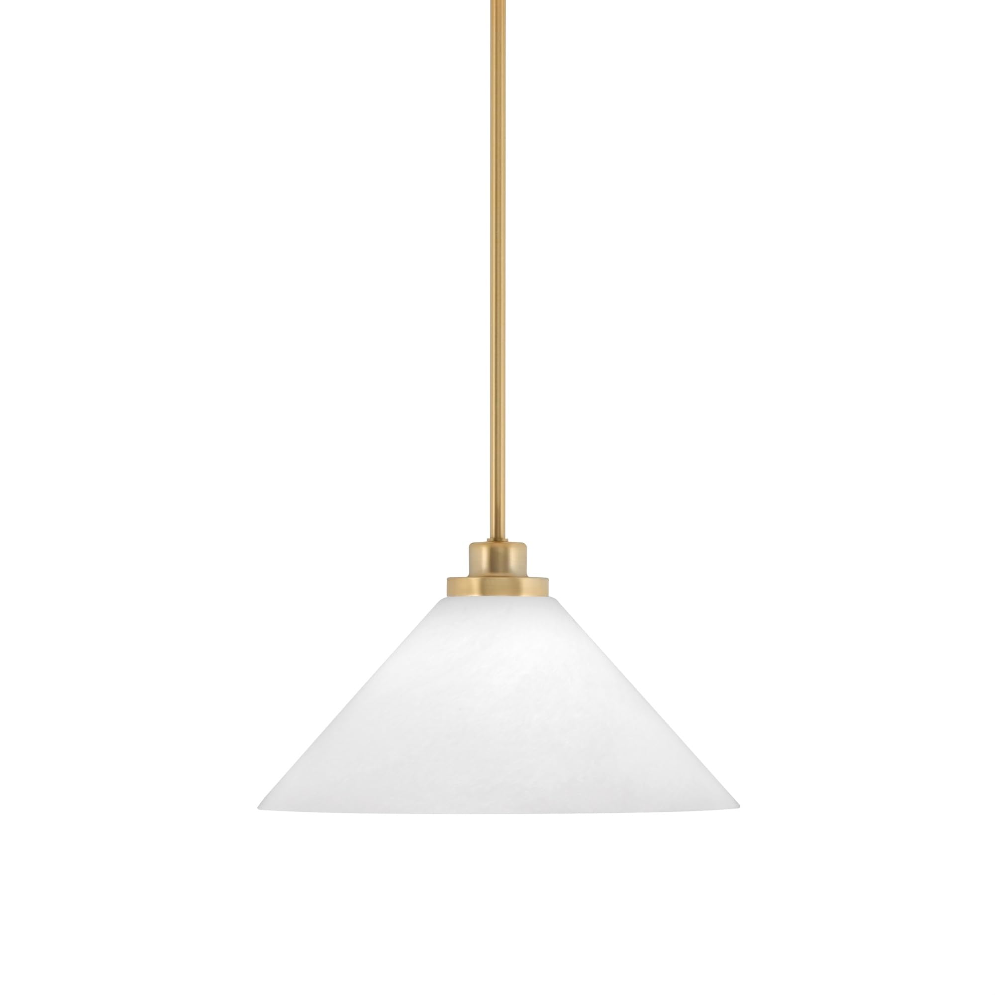 Toltec Lighting Odyssey Mini Pendant Light, New Age Brass Finish, 12in White Marble Glass