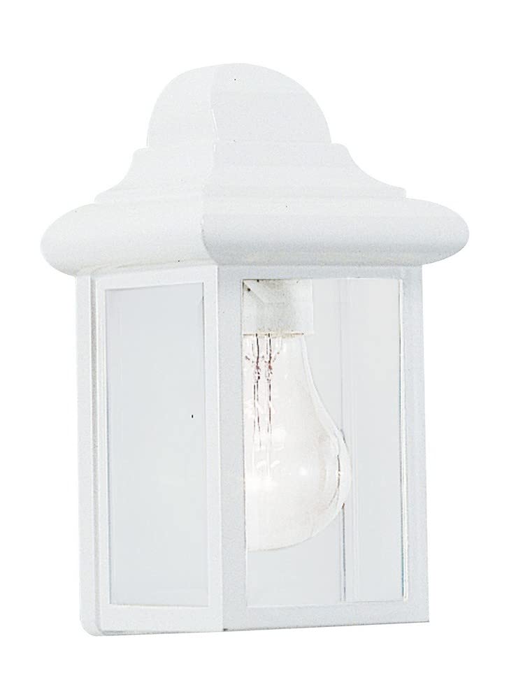 Sea Gull Lighting 8588-15 Mullberry Hill One-Light Outdoor Wall Lantern With Clear Beveled Glass Panels, White Finish