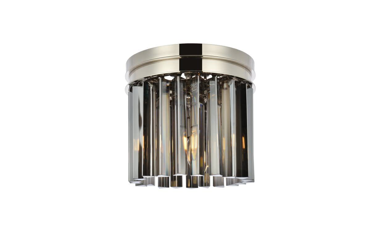 Elegant Lighting 1208F12Pn-Ss-Rc 12 Dia X 13 H In Sydney Flush Mount - Polished Nickel- Royal Cut Silver Shade Crystals