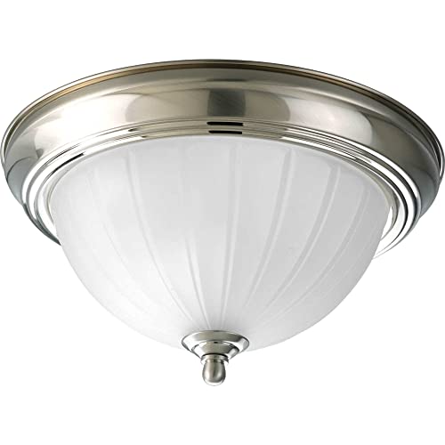 Progress Lighting P3816-09 1-Light Close-To-Ceiling With Etched Ribbed Glass, Brushed Nickel