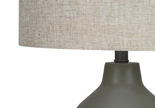 Monarch Specialties I 9703 Lightingtable Lamp, Grey Concrete, Beige Shade, Contemporary