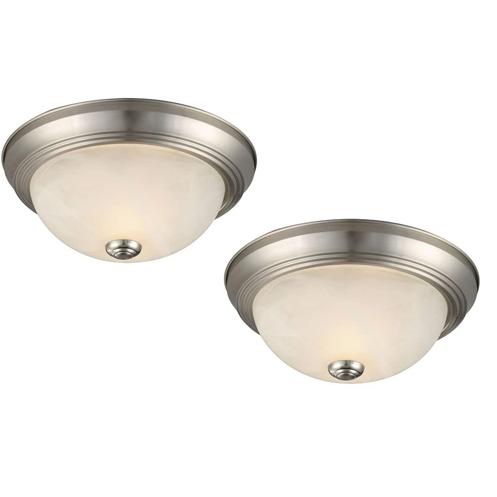 Design House 587527 2-Light Indoor Ceiling Light, Satin Nickel, 11-Inch, Alabaster Glass, Dimmable, 2 Count (Pack of 1)