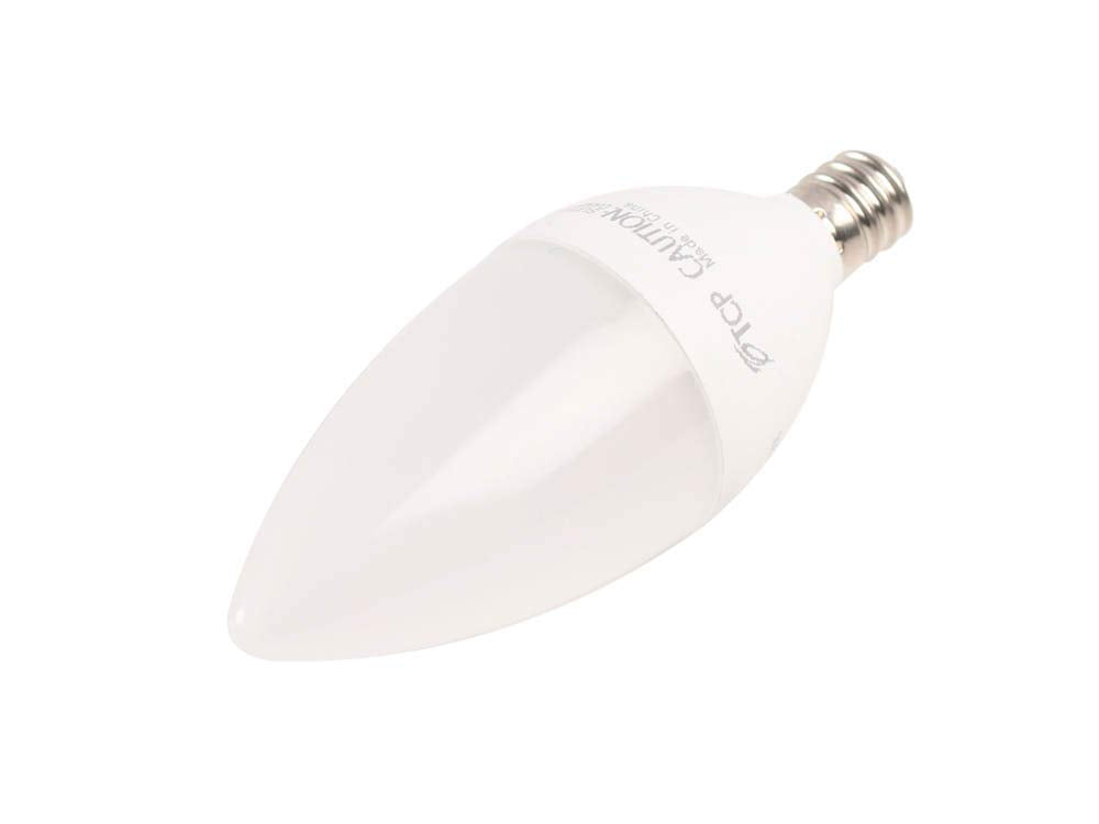 TCP LED4E12B1127KF - LED Chandelier Bulb - 4W - 260 Lumens 25W Equal - 2700 Kelvin - Frosted - Straight Tip - Candelabra Base - 