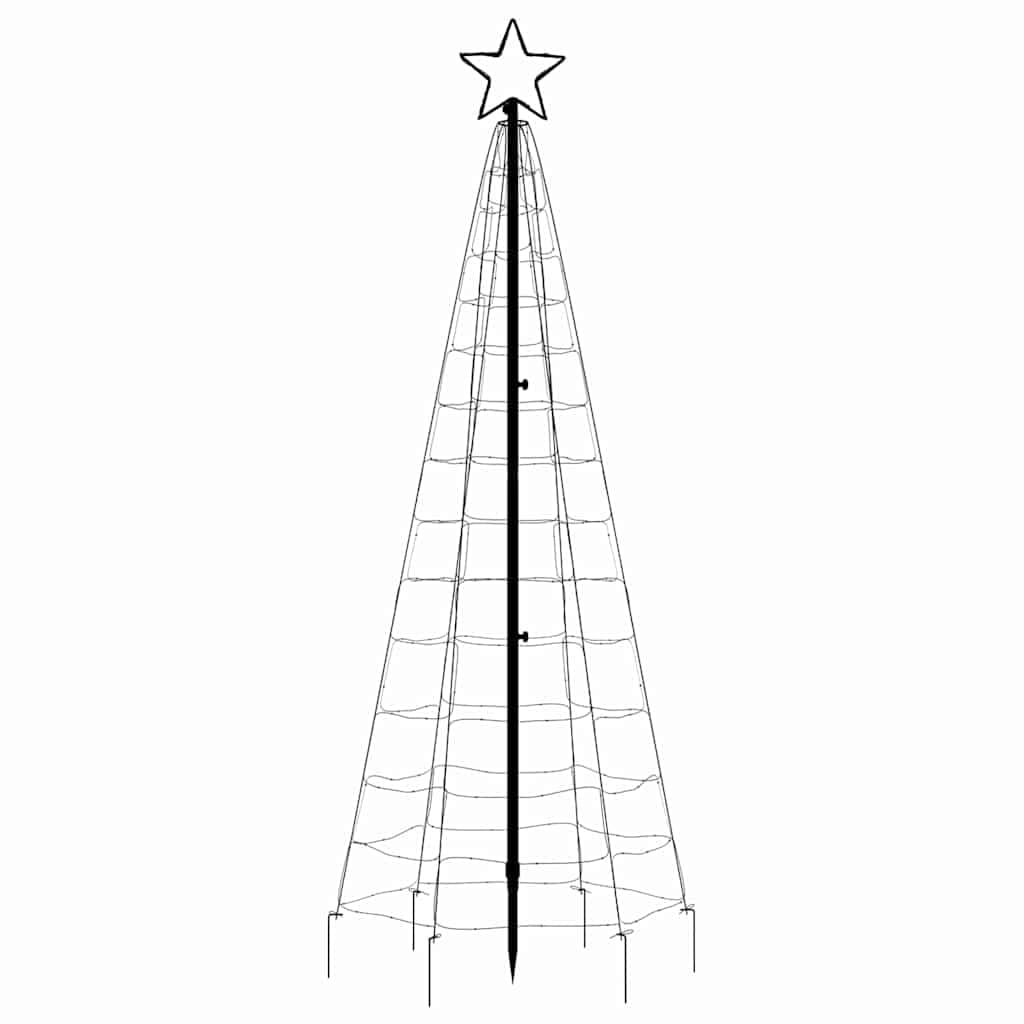 vidaXL Outdoor Christmas Tree Light with Spikes and 220 LED Cold White Lights, 70.9 Inches, Comes with Several Lighting Modes