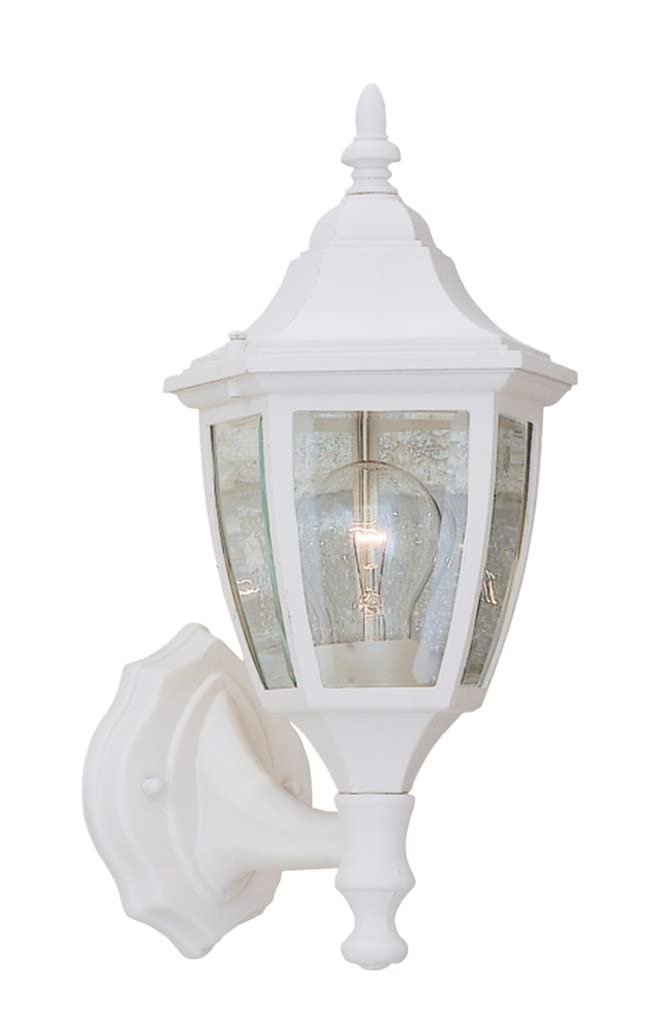 DESIGNERS FOUNTAIN 1-Light Exterior Wall Lantern, White Aluminum, Model 2462-WH, Clear Beveled Glass