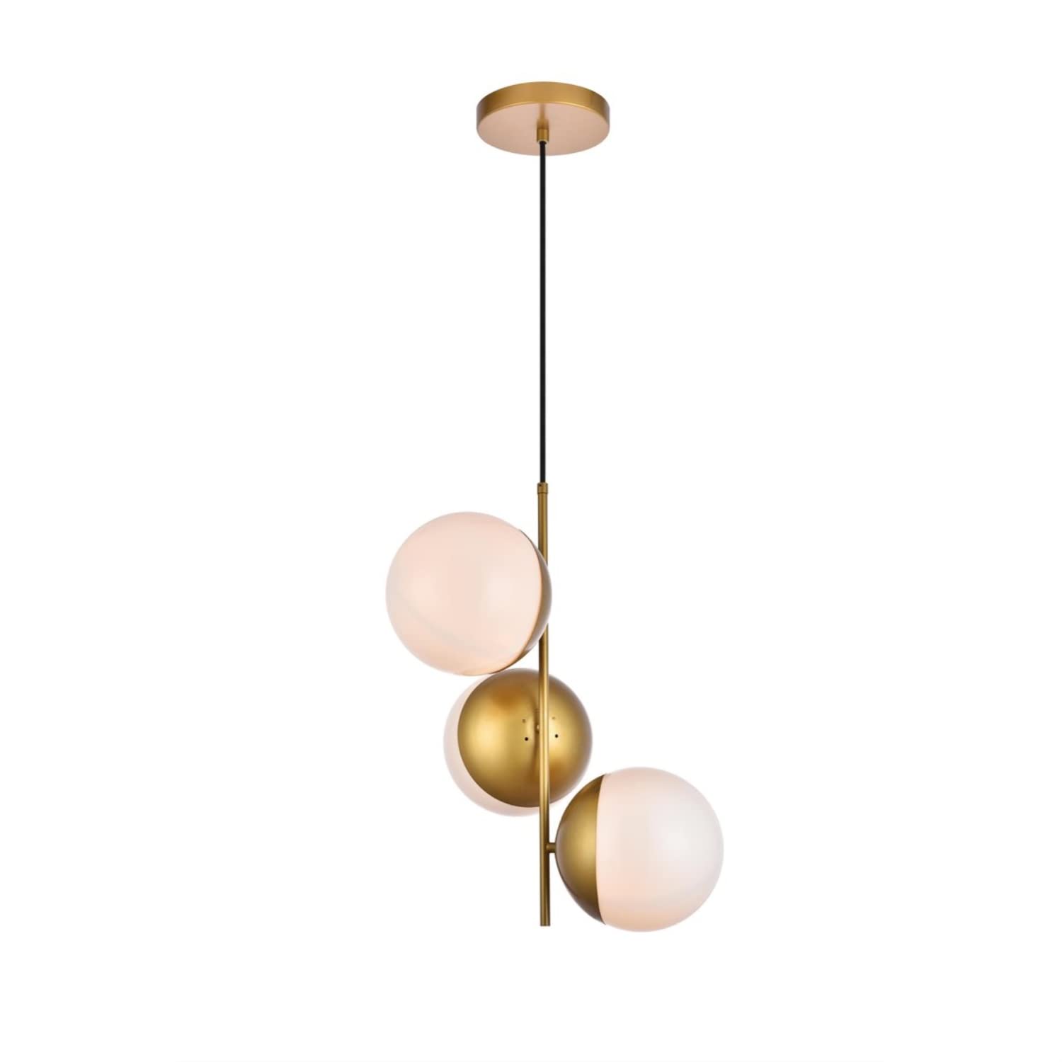 Living District Eclipse 3 Lights Brass Pendant with Frosted White Glass