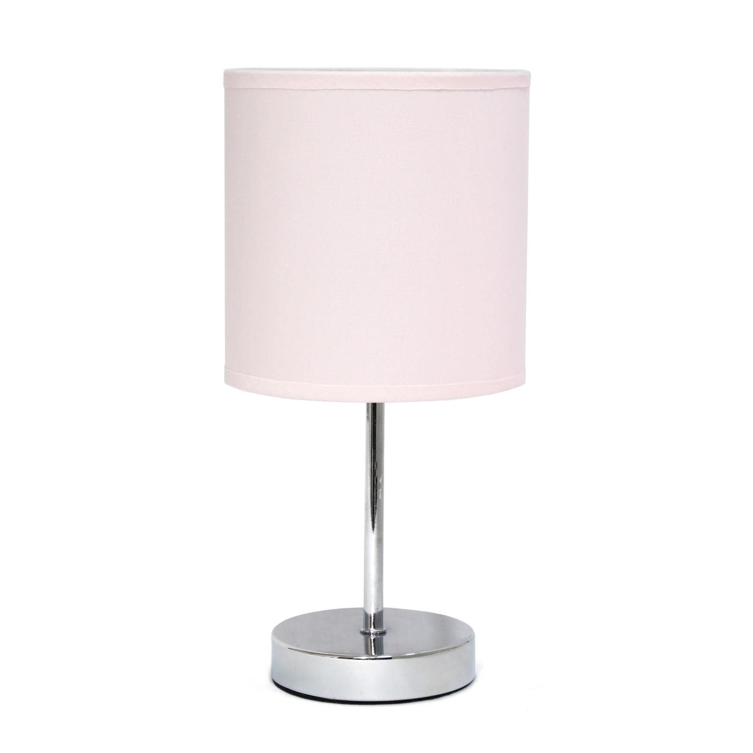 Creekwood Home Nauru 11.81'' Traditional Petite Metal Stick Bedside Table Desk Lamp In Chrome With Fabric Drum Shade For Nightst