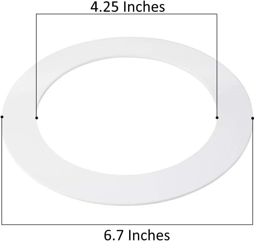 harrrrd 10 Pack Gloss White Goof Trim Ring for 4in Recessed Can Light, Plastic, Outer Diameter 6.7in, Inner Diameter 4.2in
