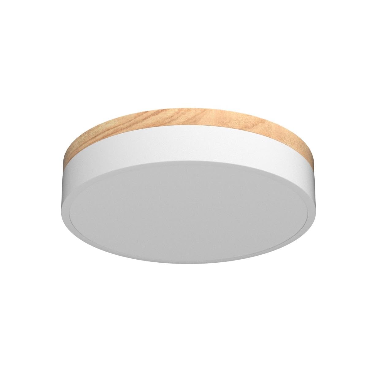 Yiisem Dimmable Wood LED Flush Mount Ceiling Light, 11.8in Modern, 5CCT 2700K-6000K, White Finish, Model 2022052404