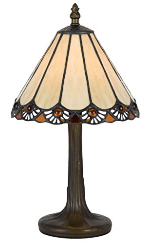 Cal Lighting Bo-2382Ac Tiffany Accent Lamp With Zinc Cast Base, 40-Watt, Antique Brass