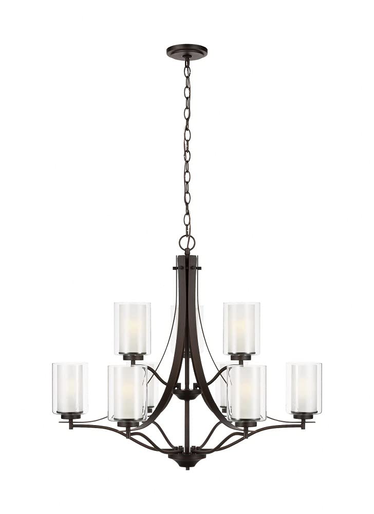 Generation Lighting 3137309-710 Elmwood Park Nine - Light Chandelier Hanging Modern Fixture, Bronze, 1-Light, cETL Listed, Safet