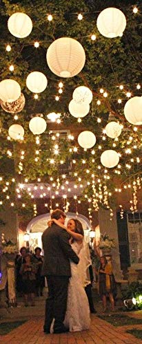 Paperlanternstore.Com 16 Inch White Round Paper Lantern, Crisscross Ribbing, Hanging Decoration