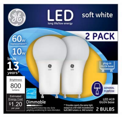 GE LED Bulb A19 10-Watt 800 Lumens 2-Pack White Copper