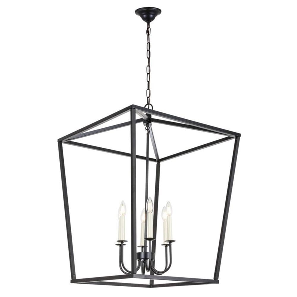 Living District Maddox 6-Light Black Metal Chandelier - Modern Ceiling Fixture