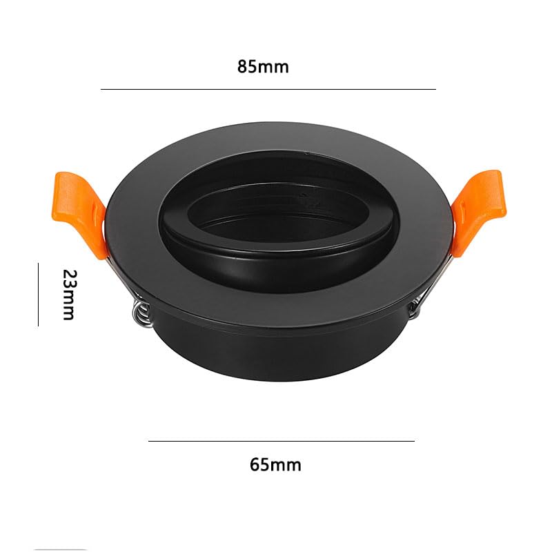 Joyinled Pack Of 2 Black Led Downlights Frame Round Fixture Holders Adjustable Cutout 65Mm For Mr16 Gu10 Bulb(Black)