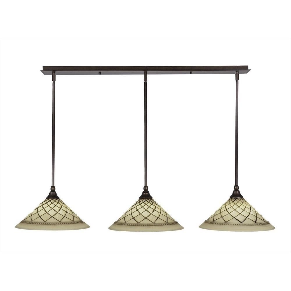 Toltec Lighting 3 Light Linear Pendalier In Bronze (36-Brz-7182)